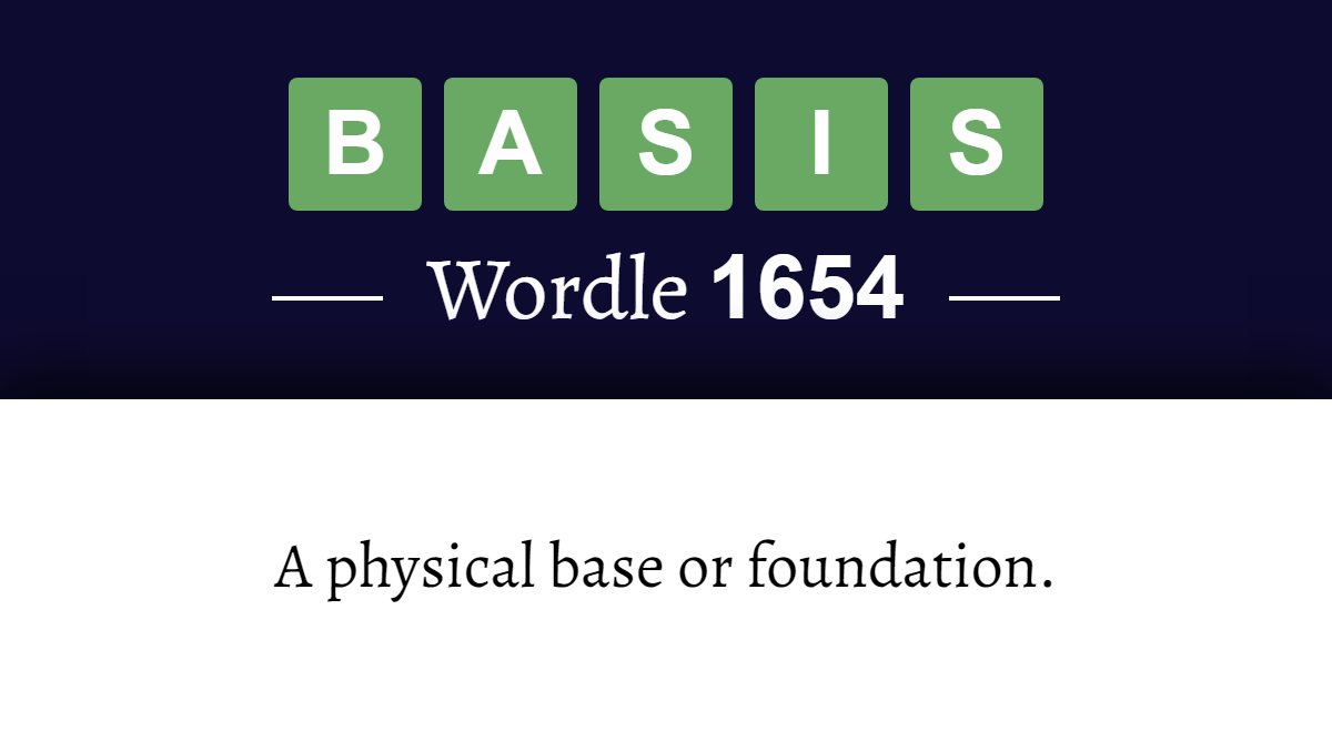 What does ‘BASIS’ mean in Wordle 1654? (29th December 2025)