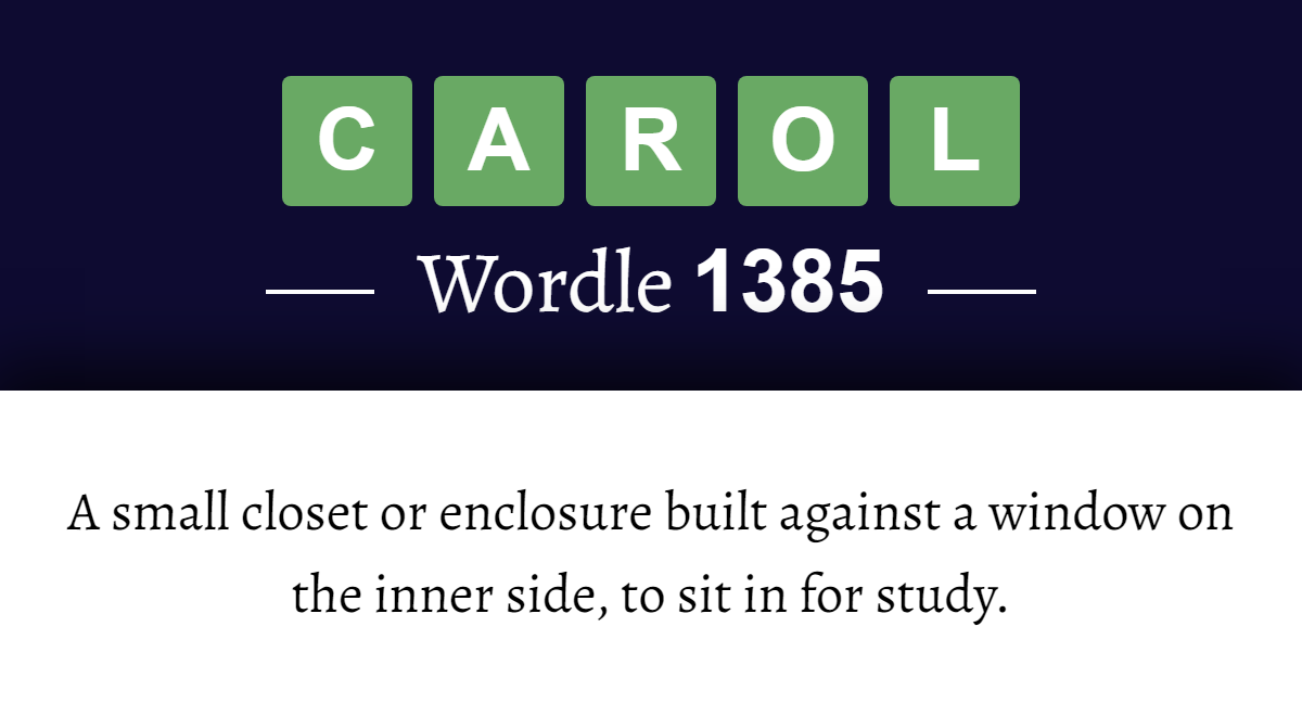 What Does CAROL Mean In Wordle 1385 4th April 2025 what-does-carol-mean-in-wordle-1385-4th-april-2025