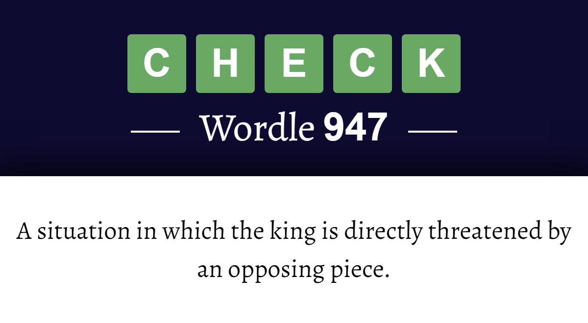 What does ‘CHECK’ mean in Wordle 947? (22nd January 2024)