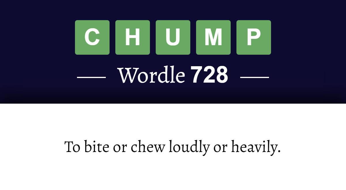 What does ‘CHUMP’ mean in Wordle 728? (17th June 2023)