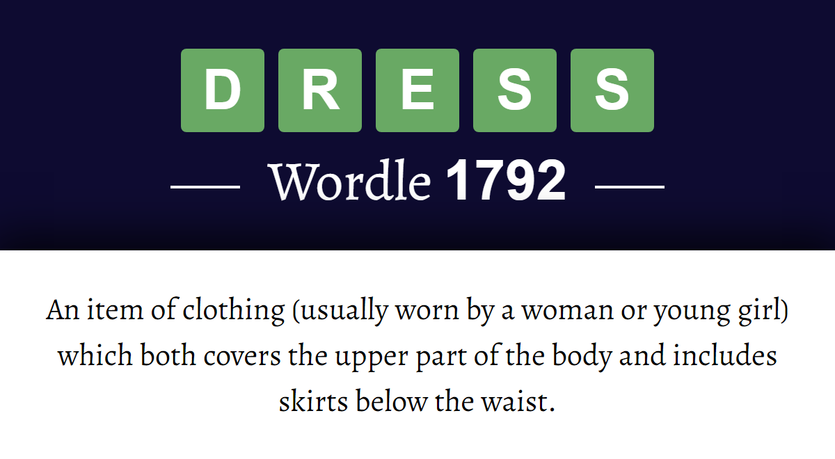 what-does-dress-mean-in-wordle-1792-16th-may-2026