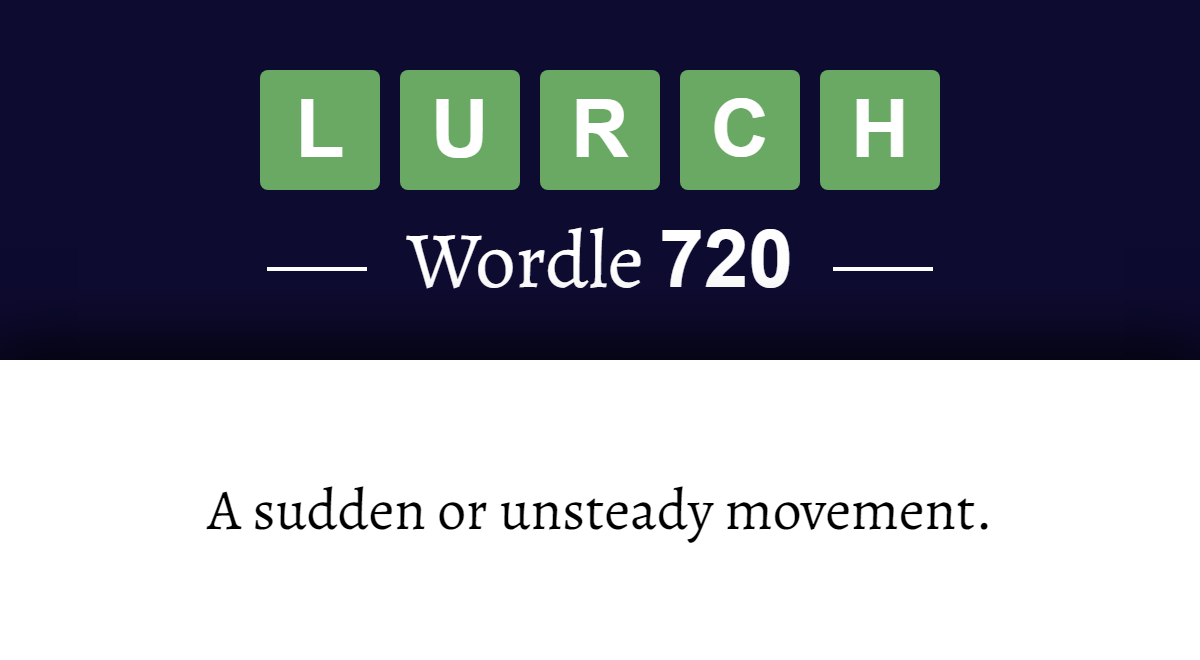 What does ‘LURCH’ mean in Wordle 720? (9th June 2023)