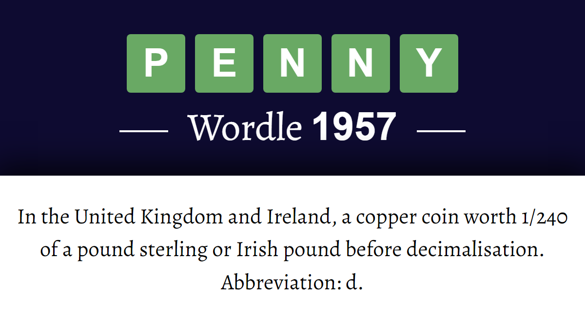 what-does-penny-mean-in-wordle-1957-28th-october-2026