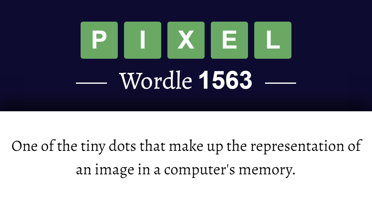 What does ‘PIXEL’ mean in Wordle 1563? (29th September 2025)