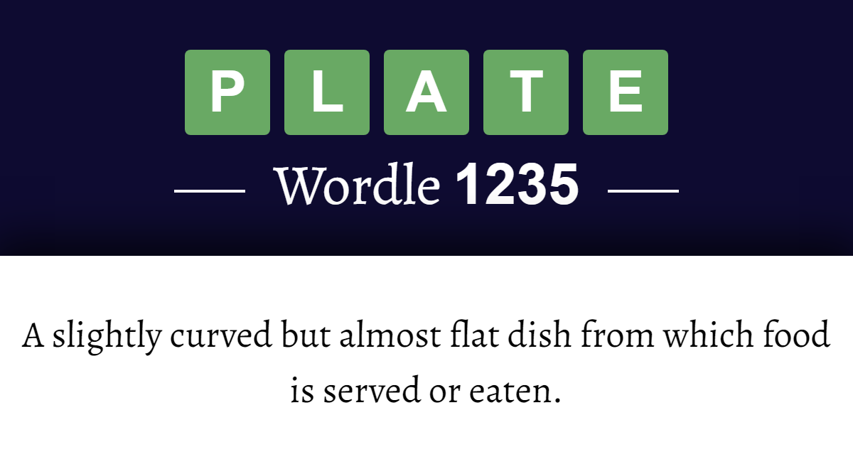 What Does PLATE Mean In Wordle 1235 5th November 2024 what-does-plate-mean-in-wordle-1235-5th-november-2024