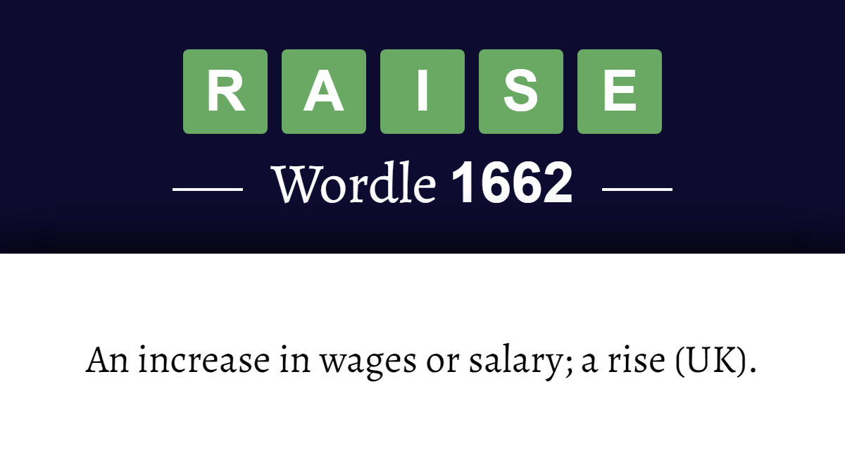 What Does RAISE Mean In Wordle 1662 6th January 2026 