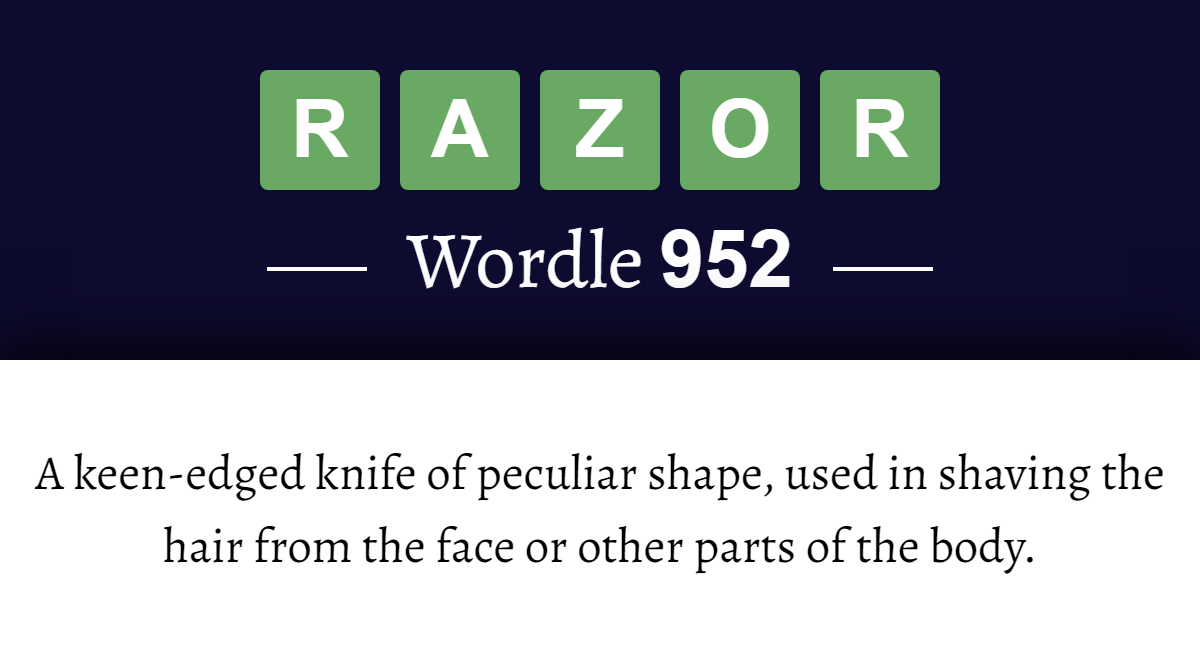 What Does RAZOR Mean In Wordle 952 27th January 2024 what-does-razor-mean-in-wordle-952-27th-january-2024