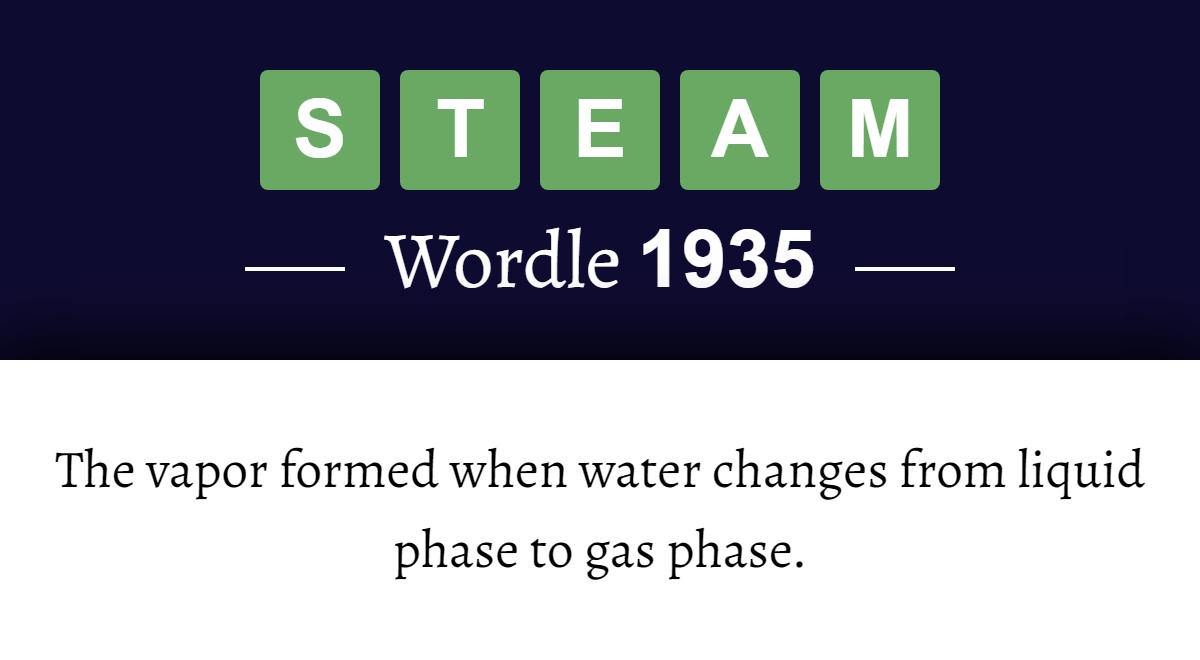 what-does-steam-mean-in-wordle-1935-6th-october-2026