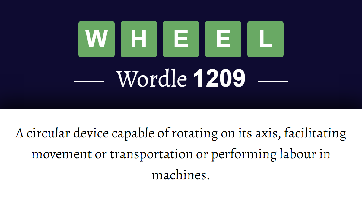 What does ‘WHEEL’ mean in Wordle 1209? (10th October 2024)